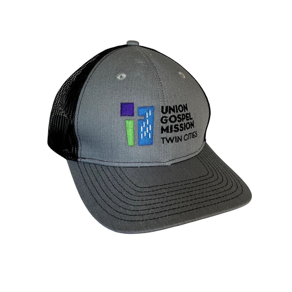 Union Gospel Mission Twin Cities baseball cap gray and‎ black mesh style summer